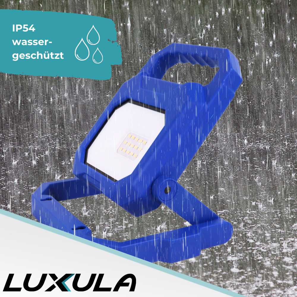 2er Set LED Baustrahler mit Akku, faltbar, 6 W, 800 lm, 4000 K (neutralweiß), IP54, 7 Stunden Lichtzeit, USB In- und Output, flexible Arbeitsleuchte.