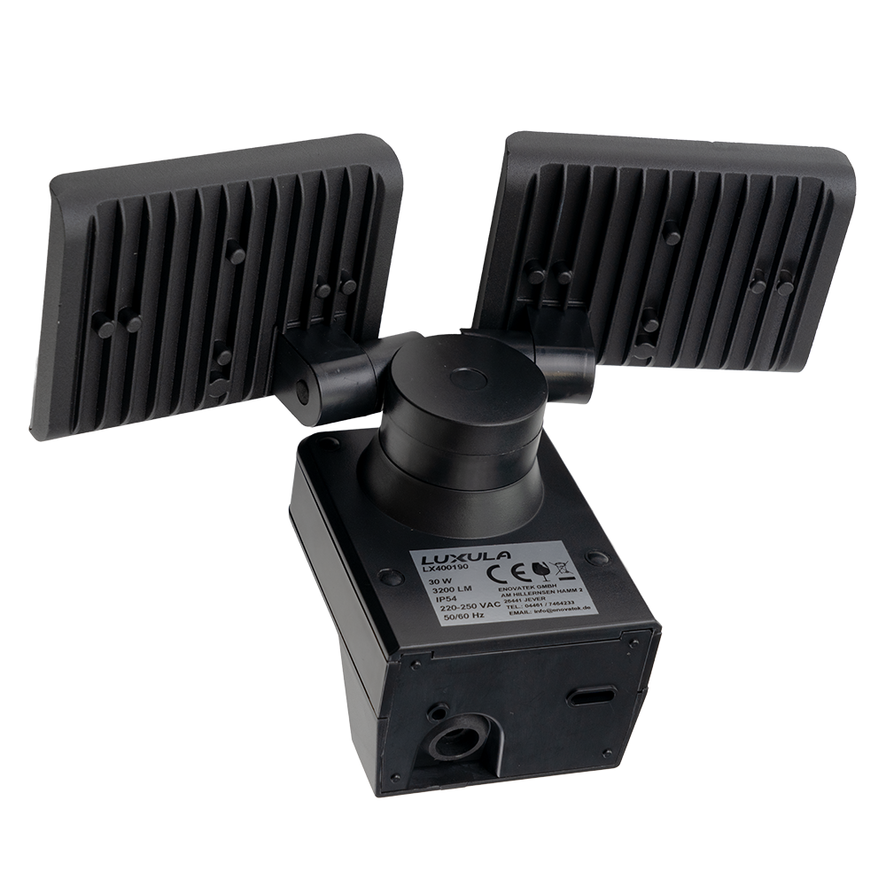 Schwenkbarer LED Fluter, 2-köpfig, 2x 15 W, 3200 lm, 4000 K (neutralweiß), IP54, flexibler Strahler, Aluminiumguss, Wandleuchte