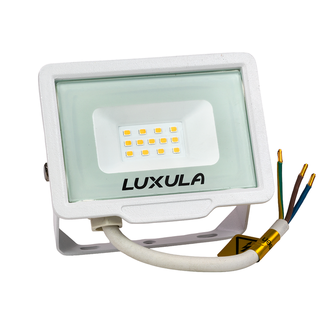 LED-Fluter, 10 W, 3000 K (warmweiß), 1000 lm, weiß, IP65.