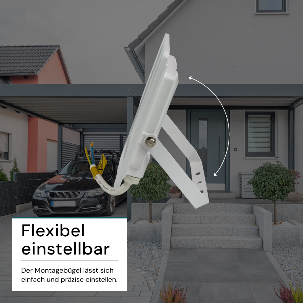 LED-Fluter, 30 W, 4000 K (neutralweiß), 3000 lm, weiß, IP65.