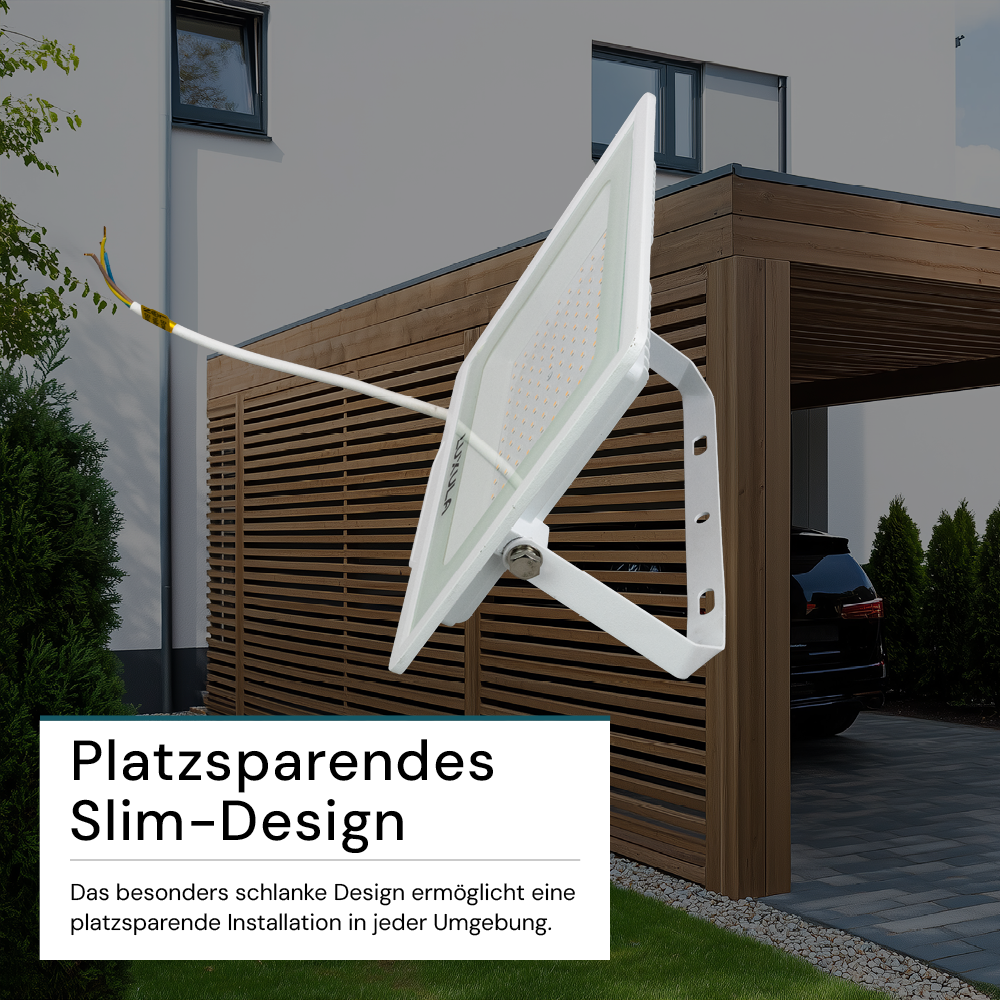 LED-Fluter, 100 W, 4000 K (neutralweiß), 10000 lm, weiß, IP65.