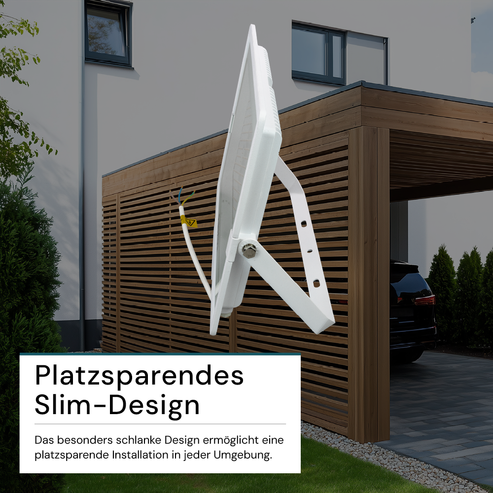 LED-Fluter, 200 W, 4000 K (neutralweiß), 20000 lm, weiß, IP65.