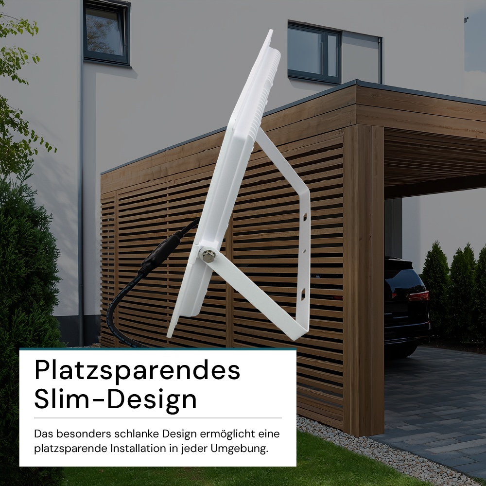 LED-Fluter, 300 W, 4000 K (neutralweiß), 30000 lm, weiß, IP65.