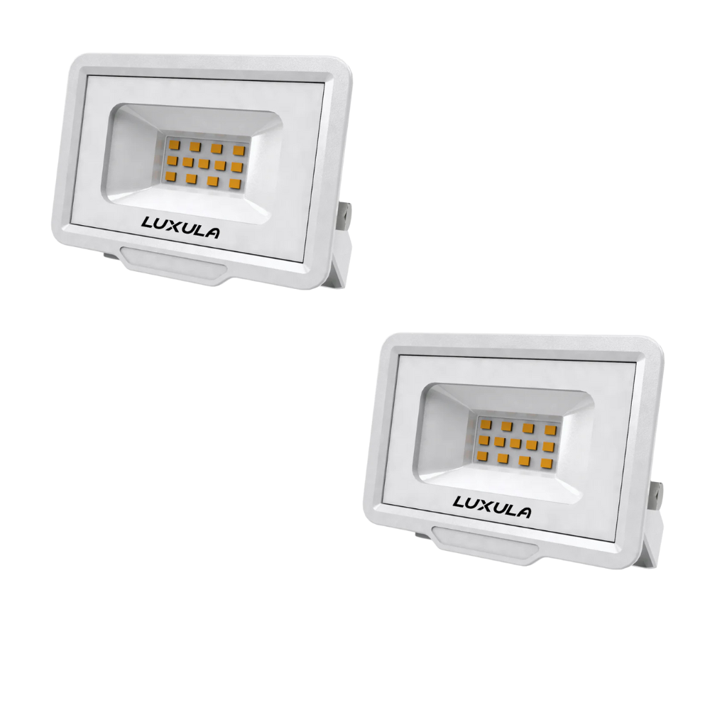 2er Pack LED-Fluter, 10 W, 4000 K (neutralweiß), 1000 lm, weiß, IP65.