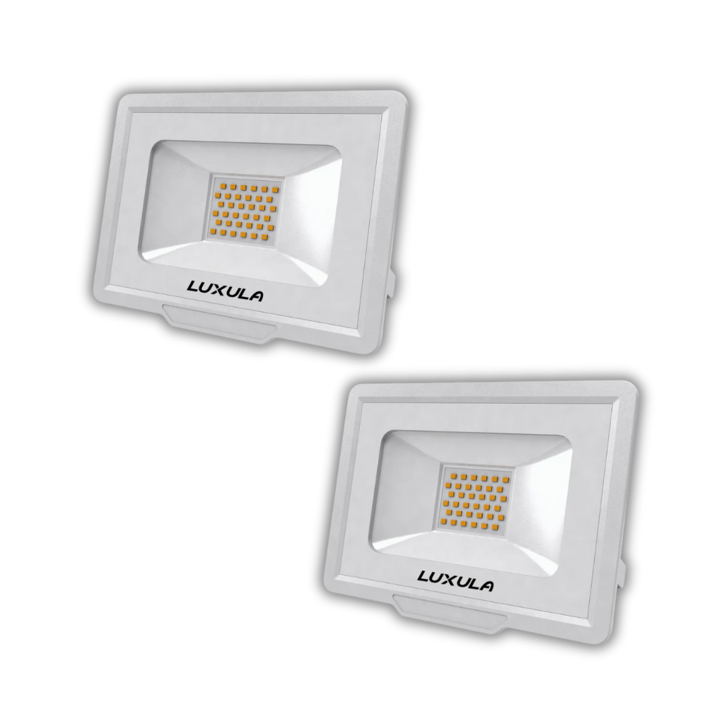 2er Pack LED-Fluter, 30 W, 4000 K (neutralweiß), 3000 lm, weiß, IP65.