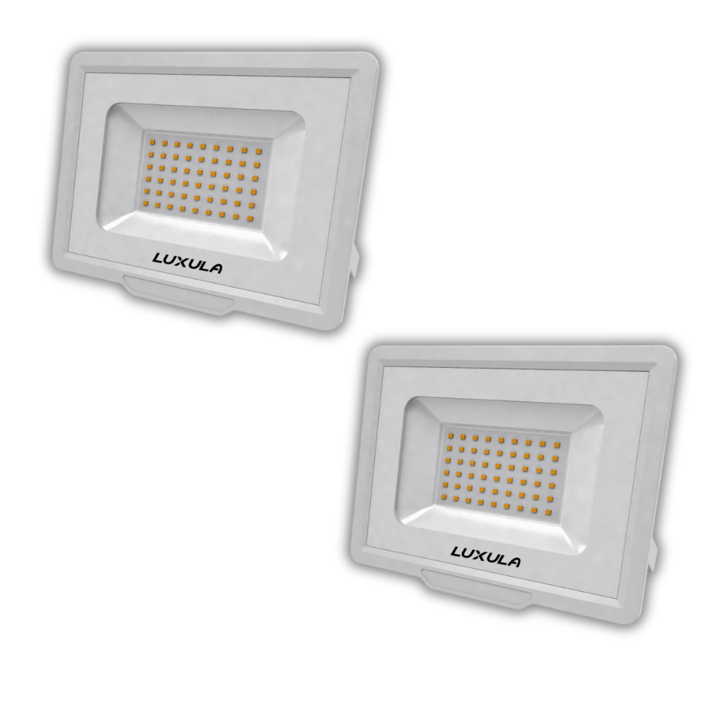 2er Pack LED-Fluter, 50 W, 4000 K (neutralweiß), 5000 lm, weiß, IP65.