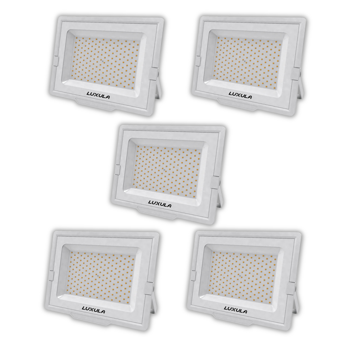 5er Pack LED-Fluter, 150 W, 4000 K (neutralweiß), 15000 lm, weiß, IP65.