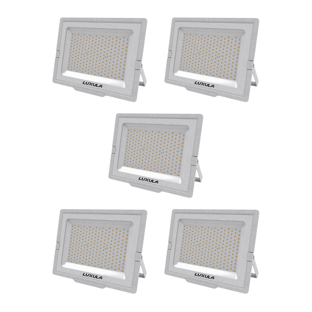 5er Pack LED-Fluter, 200 W, 4000 K (neutralweiß), 20000 lm, weiß, IP65.