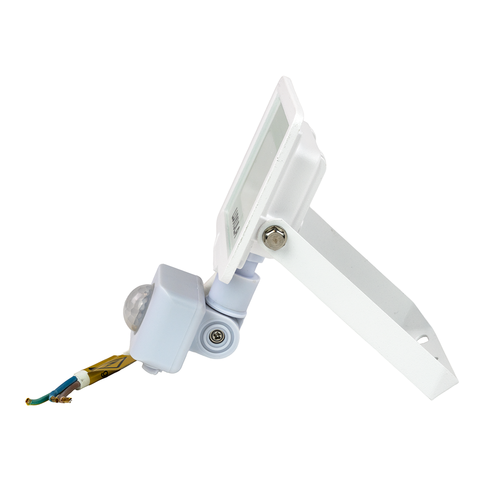 LED-Fluter mit Bewegungsmelder, 10 W, 4000 K (neutralweiß), 1000 lm, weiß, IP65.