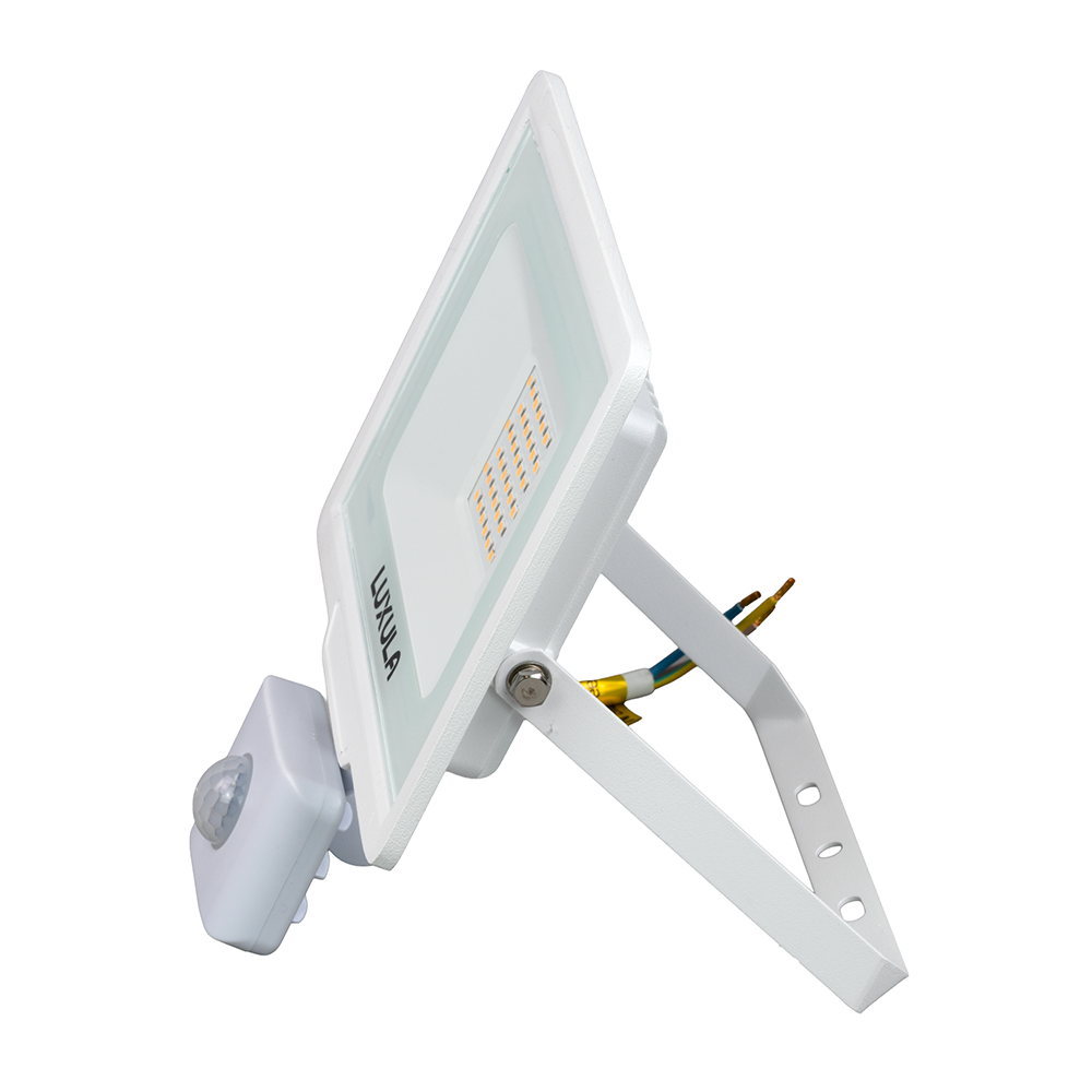 LED-Fluter mit Bewegungsmelder, 30 W, 3000 K (warmweiß), 3000 lm, weiß, IP65.