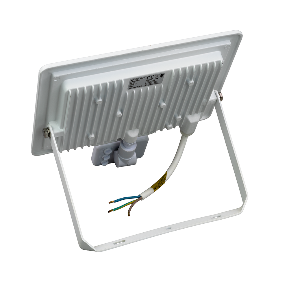 LED-Fluter mit Bewegungsmelder, 50 W, 4000 K (neutralweiß), 5000 lm, weiß, IP65.