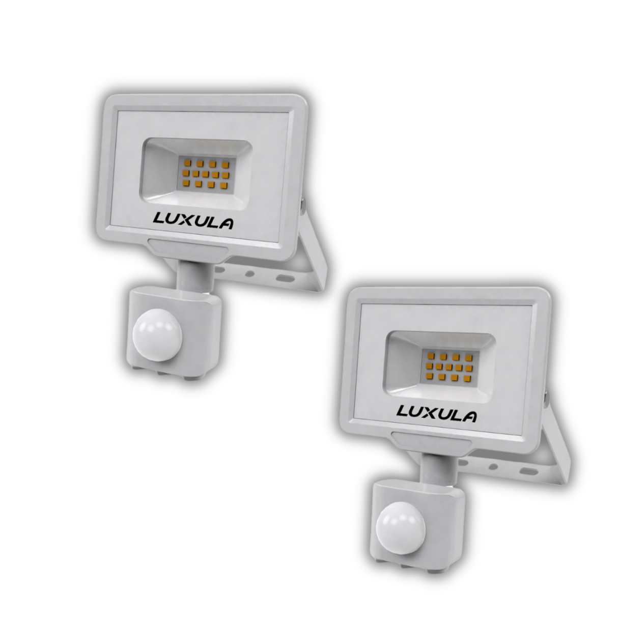 2er Pack LED-Fluter mit Bewegungsmelder, 10 W, 4000 K (neutralweiß), 1000 lm, weiß, IP65.