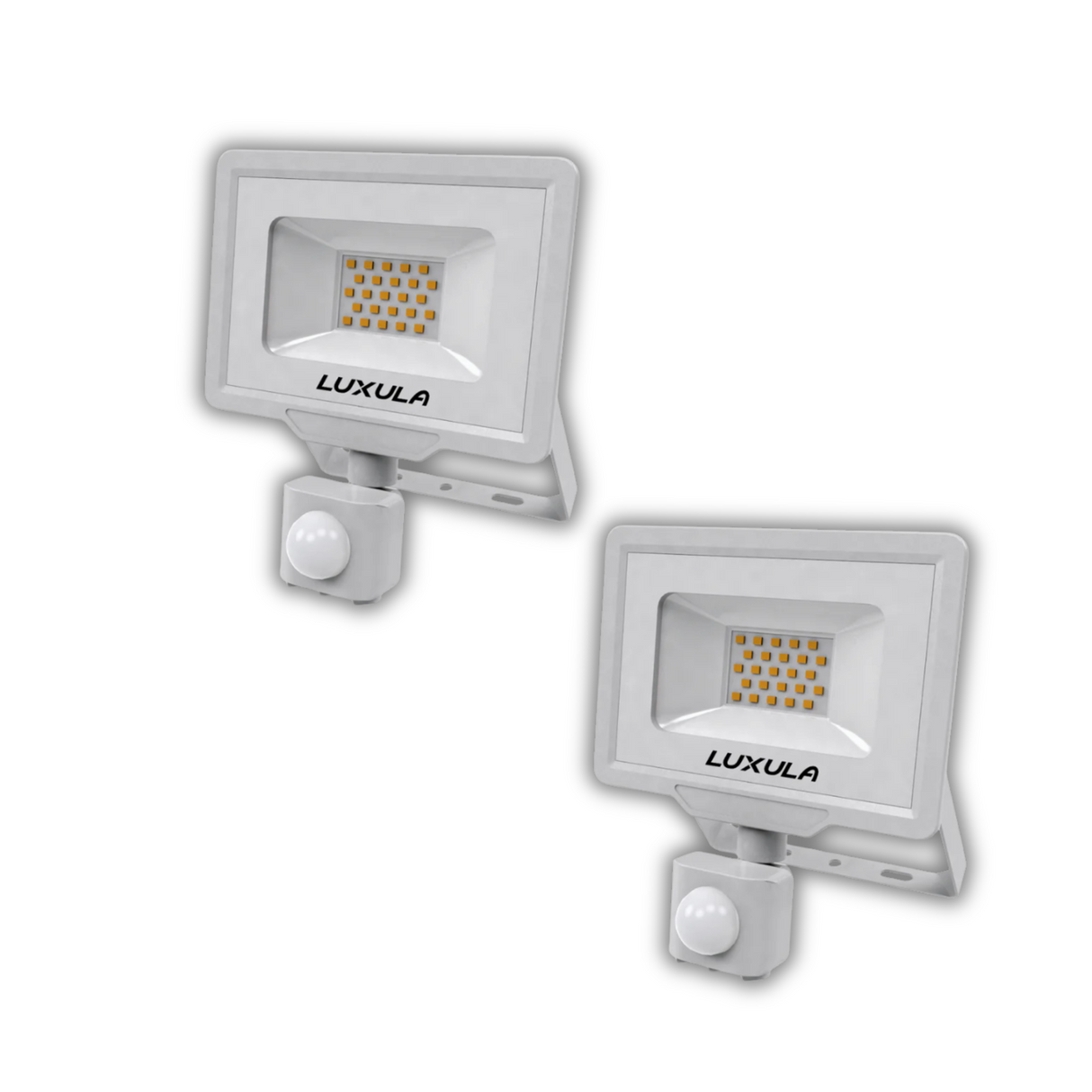 2er Pack LED-Fluter mit Bewegungsmelder, 20 W, 4000 K (neutralweiß), 2000 lm, weiß, IP65.