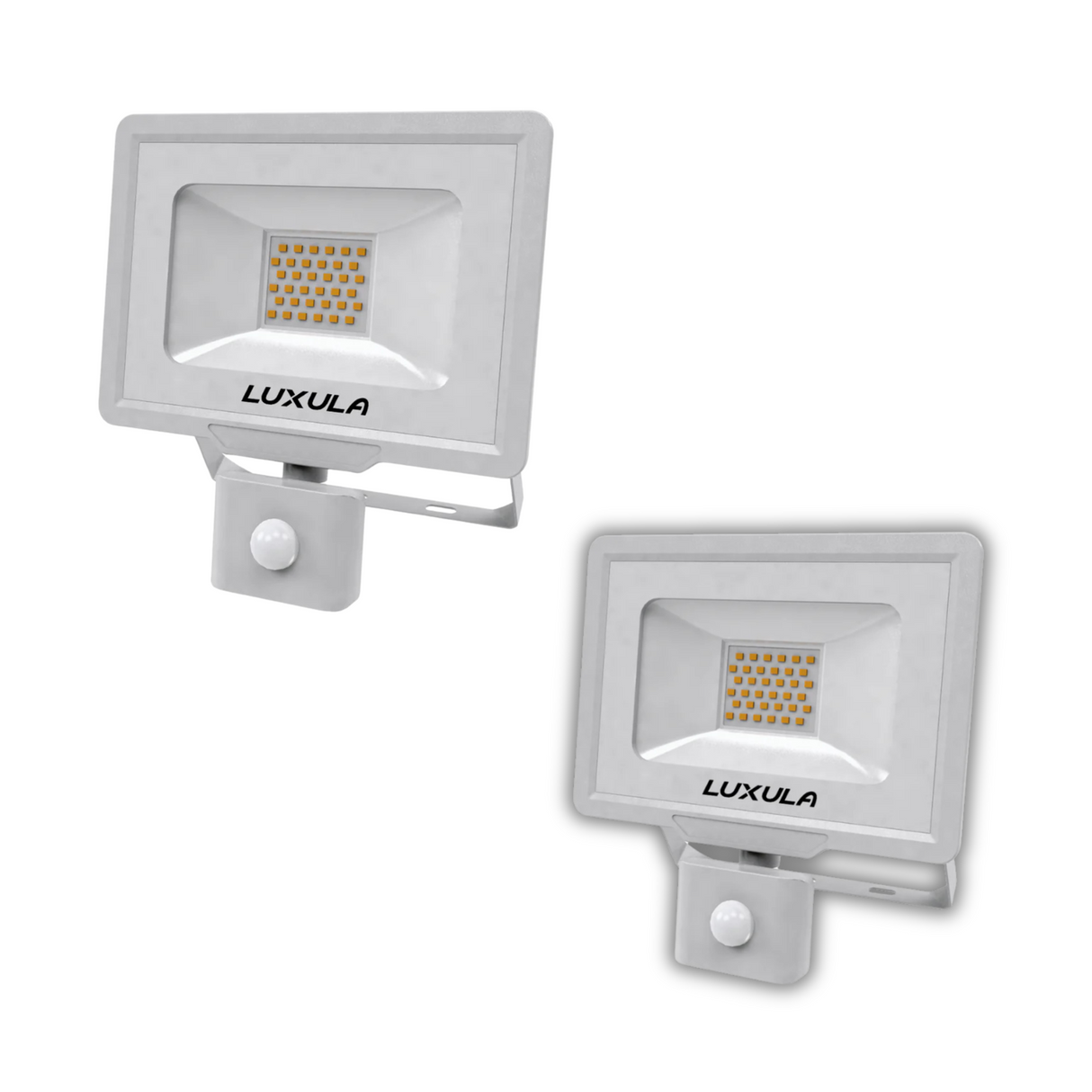 2er Pack LED-Fluter mit Bewegungsmelder, 30 W, 4000 K (neutralweiß), 3000 lm, weiß, IP65.