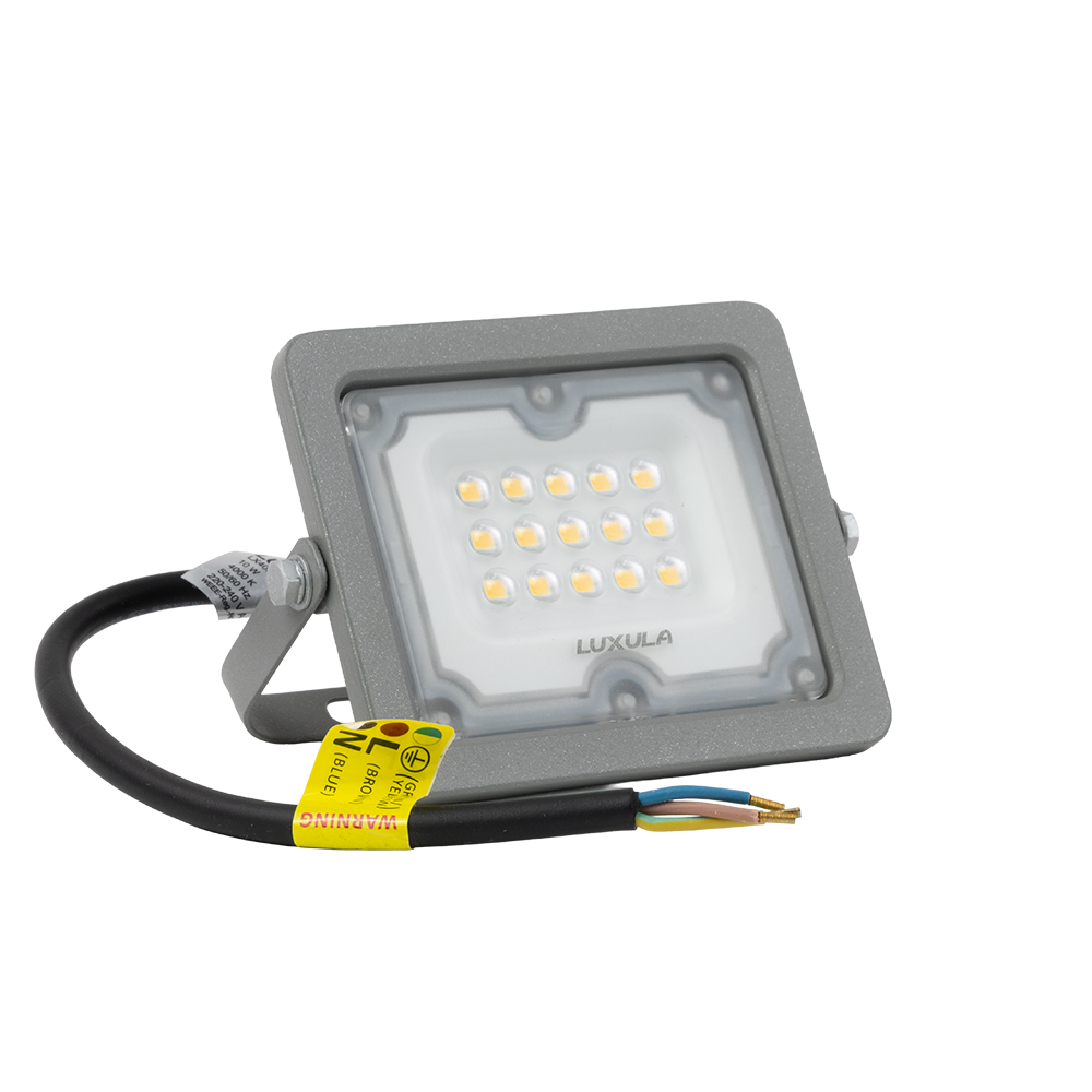LED-Fluter, 10 W, 4000 K (neutralweiß), 900 lm, grau, IP65.