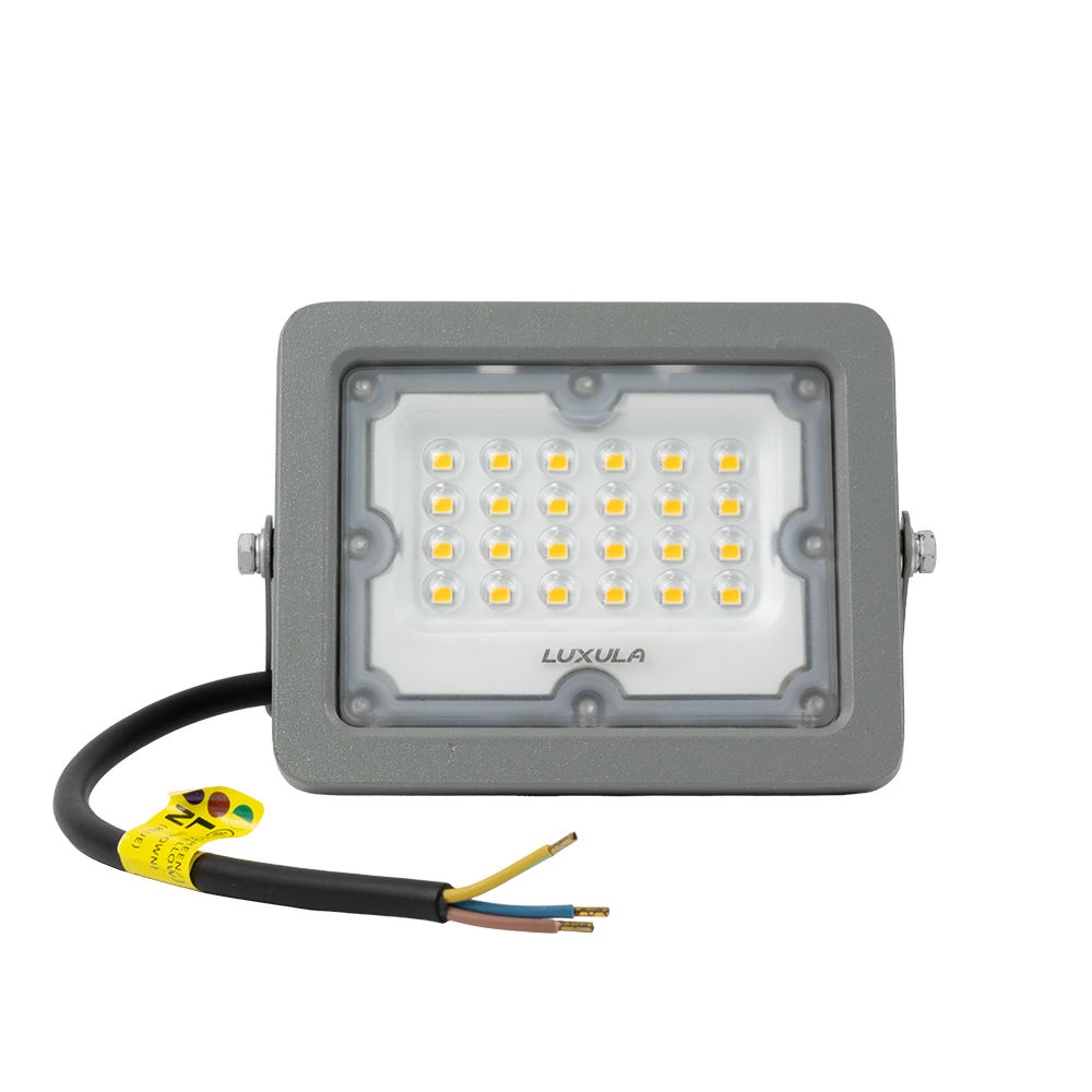LED-Fluter, 20 W, 4000 K (neutralweiß), 1800 lm, grau, IP65.