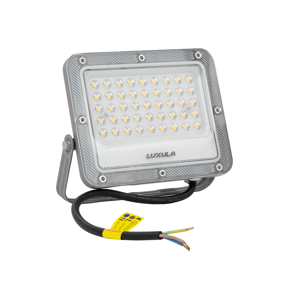 LED-Fluter, 30 W, 4000 K (neutralweiß), 3900 lm, grau, IP65.