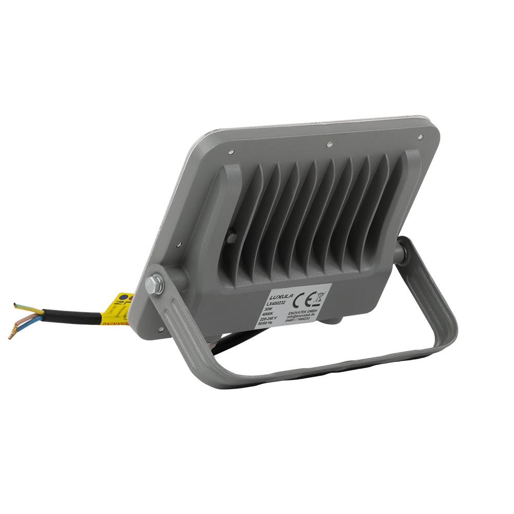 LED-Fluter, 30 W, 4000 K (neutralweiß), 3900 lm, grau, IP65.