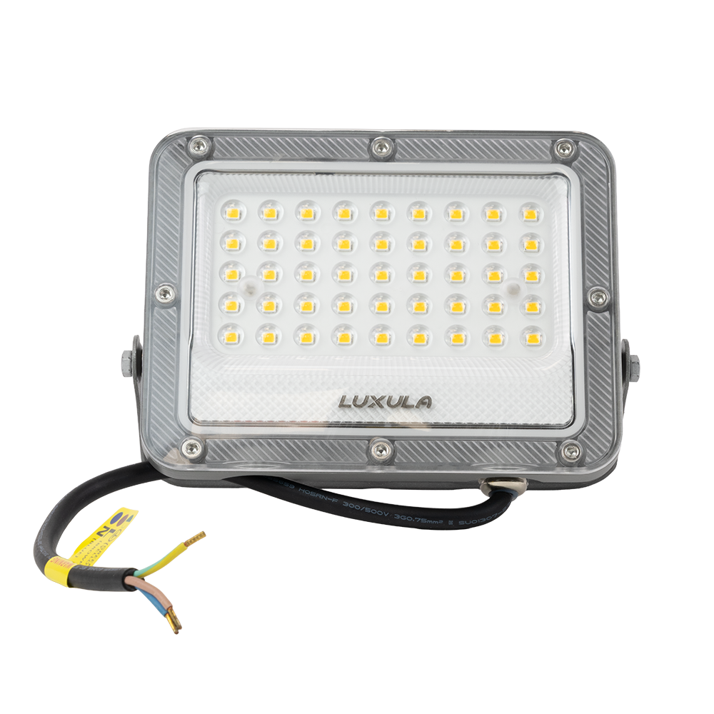 LED-Fluter, 30 W, 4000 K (neutralweiß), 3900 lm, grau, IP65.