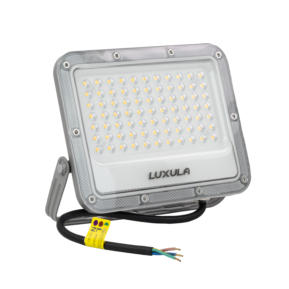 LED-Fluter, 50 W, 4000 K (neutralweiß), 6500 lm, grau, IP65.