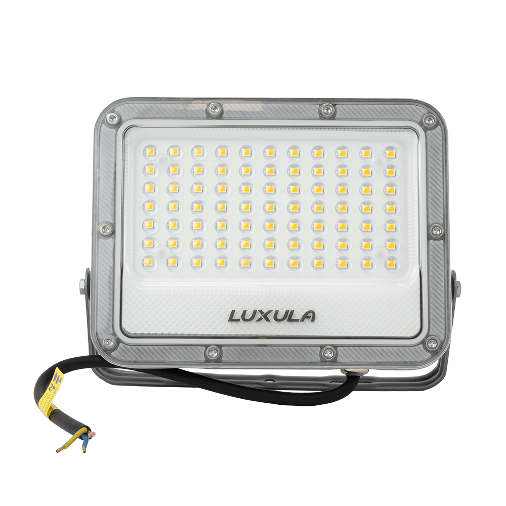 LED-Fluter, 50 W, 4000 K (neutralweiß), 6500 lm, grau, IP65.
