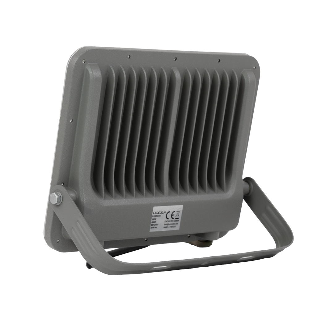 LED-Fluter, 100 W, 4000 K (neutralweiß), 12000 lm, grau, IP65.