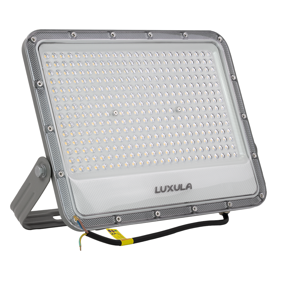 LED-Fluter, 200 W, 4000 K (neutralweiß), 26000 lm, grau, IP65.