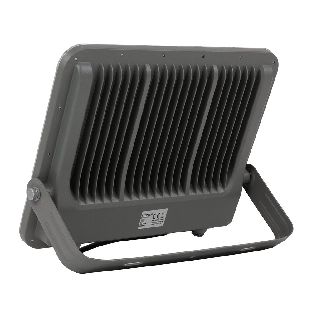 LED-Fluter, 200 W, 4000 K (neutralweiß), 26000 lm, grau, IP65.