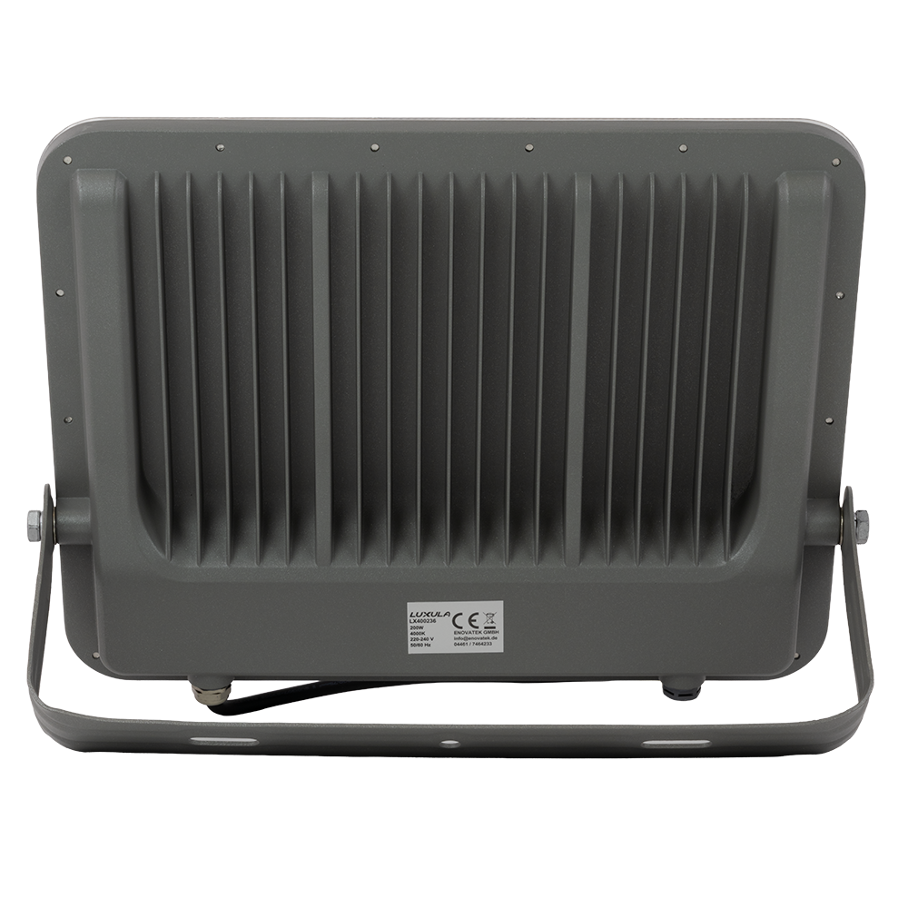 LED-Fluter, 200 W, 4000 K (neutralweiß), 26000 lm, grau, IP65.