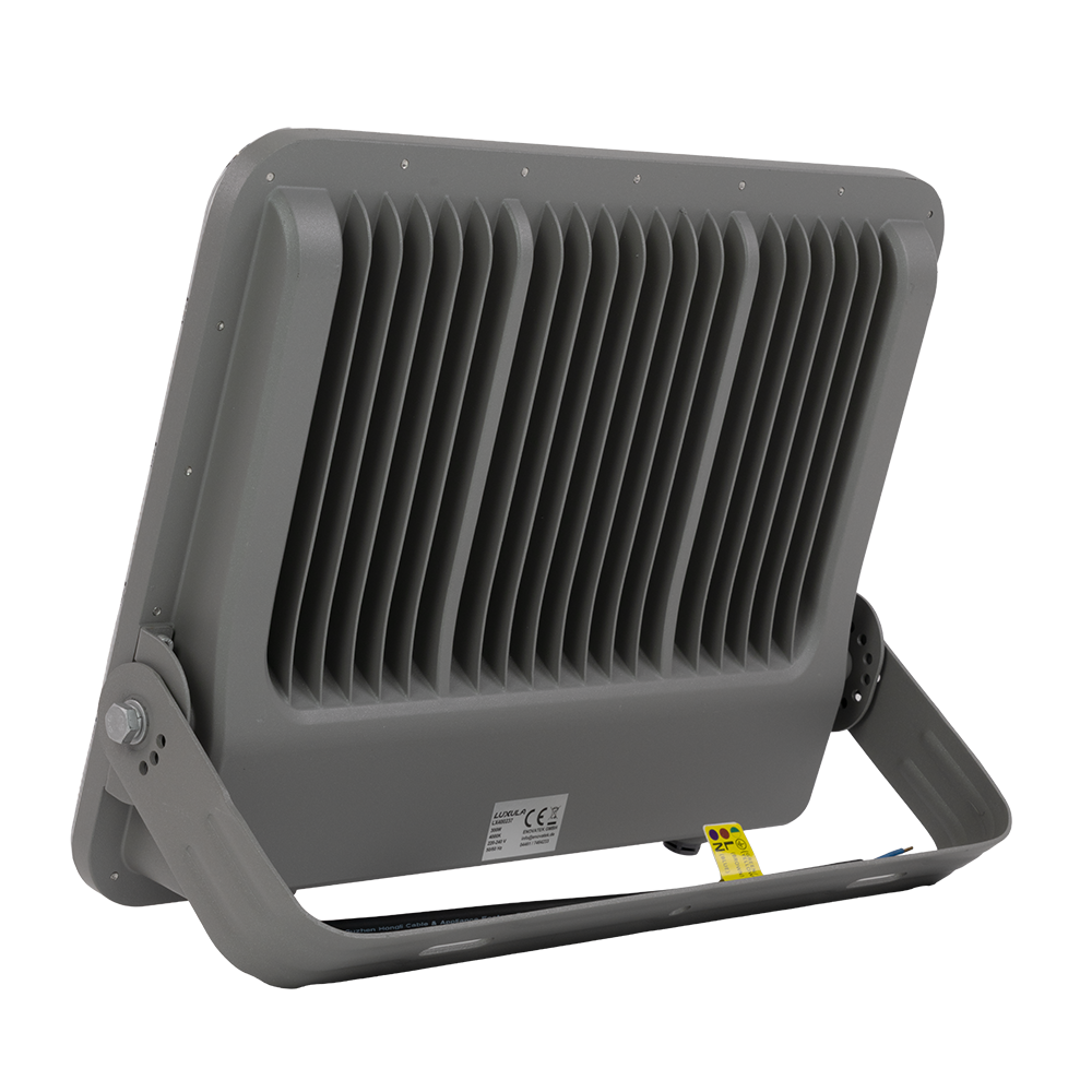 LED-Fluter, 300 W, 4000 K (neutralweiß), 37500 lm, grau, IP65.