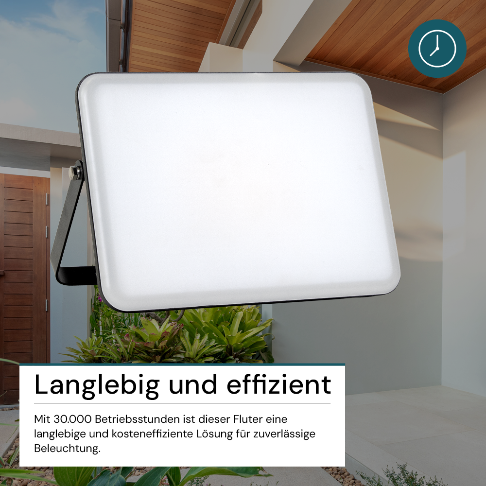 LED-Fluter mit Schnellverbinder, rahmenloses Design, 30 W, 4000 K (neutralweiß), 3000 lm, IP65