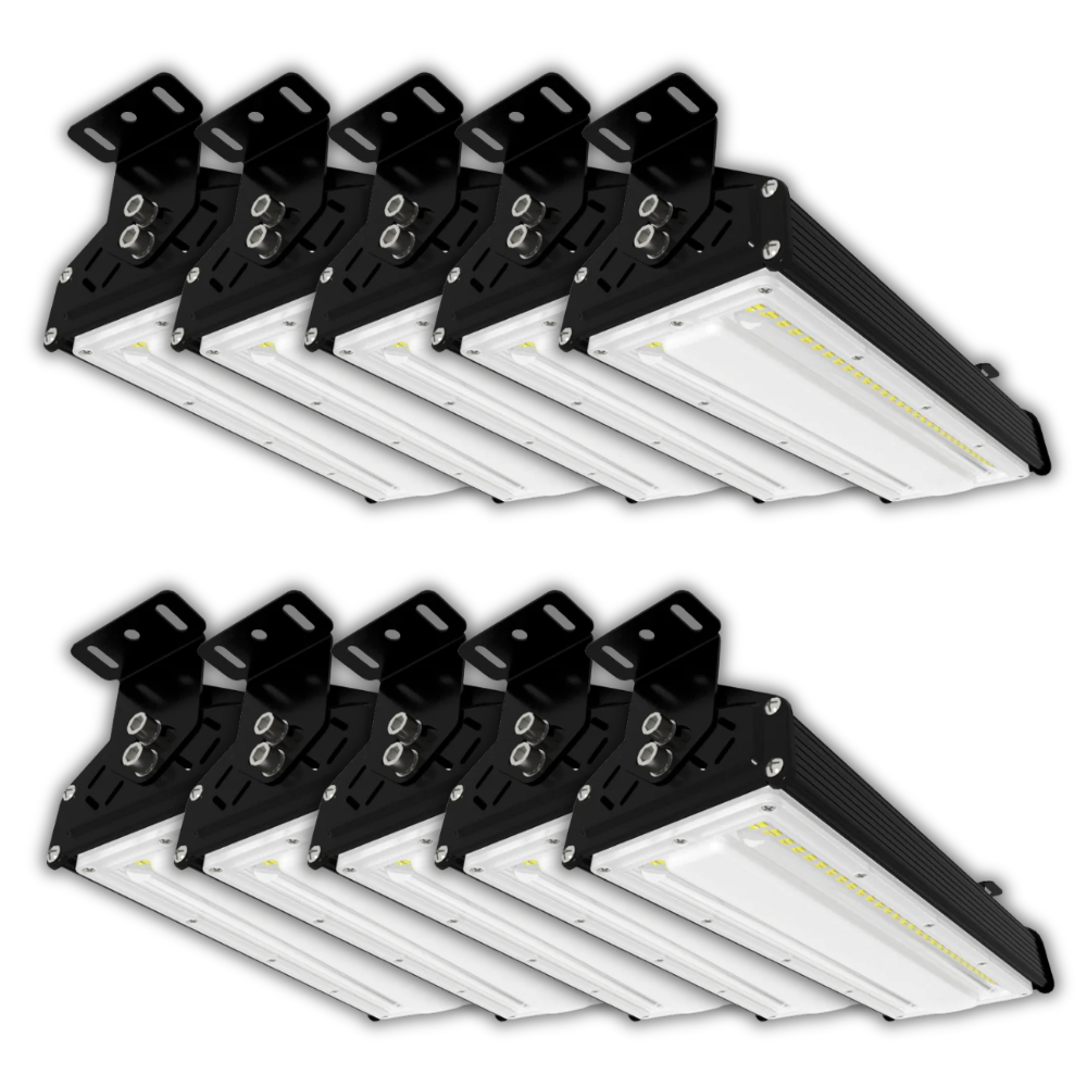 10er Pack LED-Hallenleuchte, linear, 50 W, 6000 lm, 5000 K (neutralweiß), IP65, EPISTAR LED, schwarz.