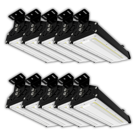 10er Pack LED-Hallenleuchte, linear, 50 W, 6000 lm, 5000 K (neutralweiß), IP65, EPISTAR LED, schwarz.