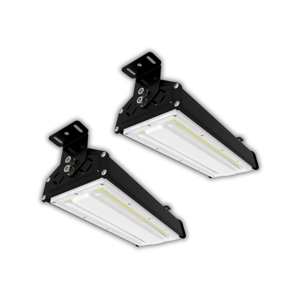 2er Pack LED-Hallenleuchte, linear, 50 W, 6000 lm, 5000 K (neutralweiß), IP65, EPISTAR LED, schwarz.