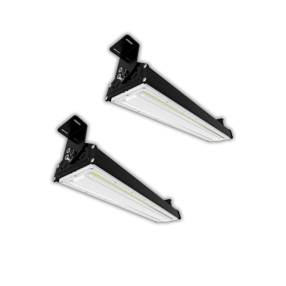 2er Pack LED-Hallenleuchte, linear, 100 W, 12000 lm, 5000 K (neutralweiß), IP65, EPISTAR LED, schwarz.