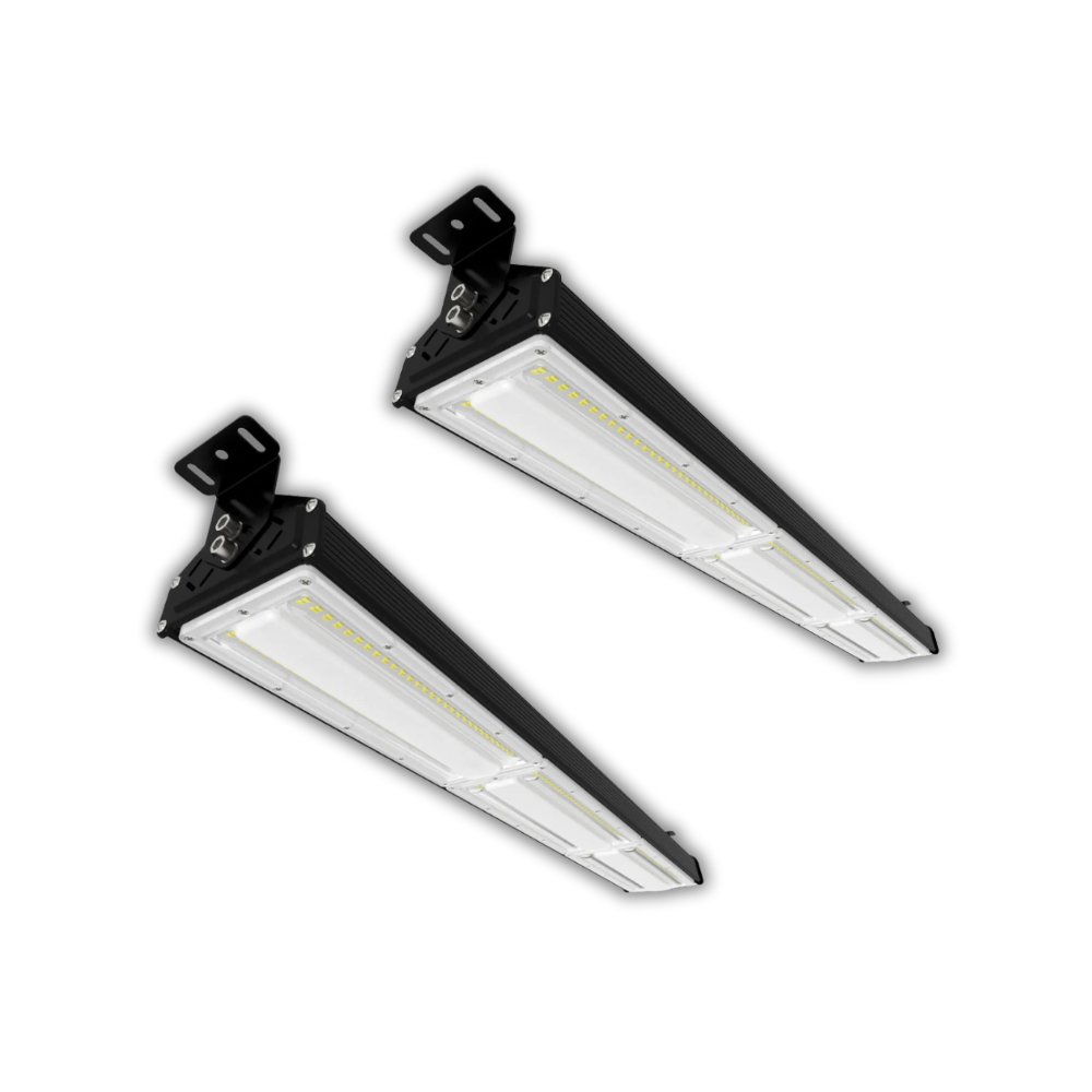 2er Pack LED-Hallenleuchte, linear, 150 W, 18000 lm, 5000 K (neutralweiß), IP65, EPISTAR LED, schwarz.