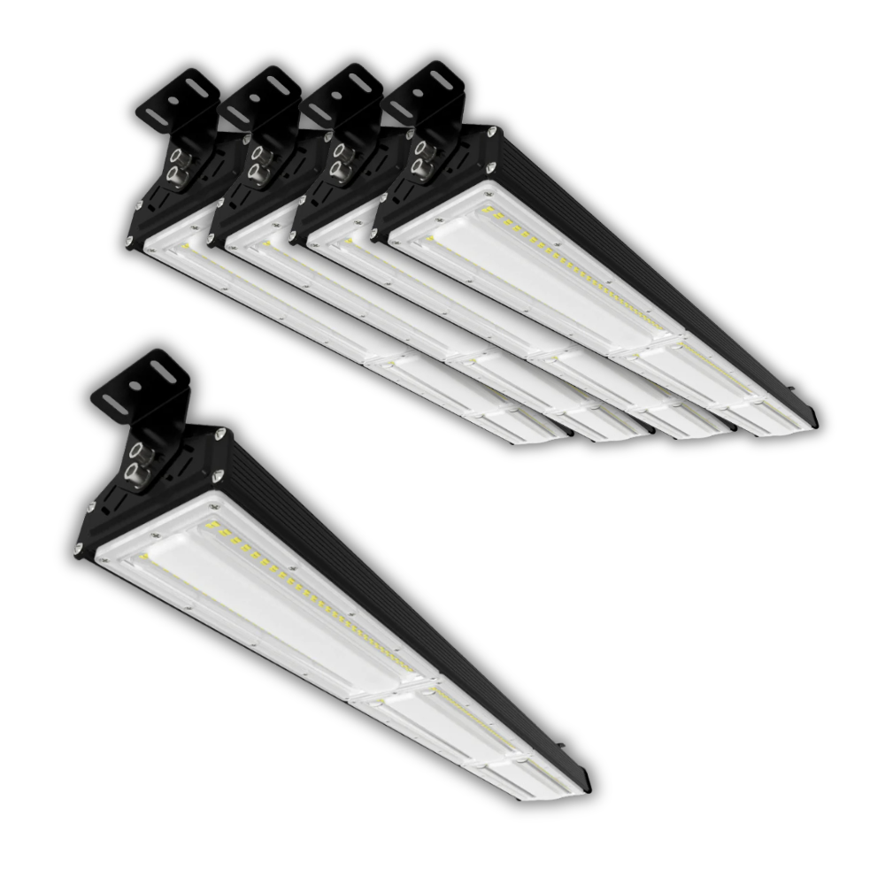 5er Pack LED-Hallenleuchte, linear, 150 W, 18000 lm, 5000 K (neutralweiß), IP65, EPISTAR LED, schwarz.