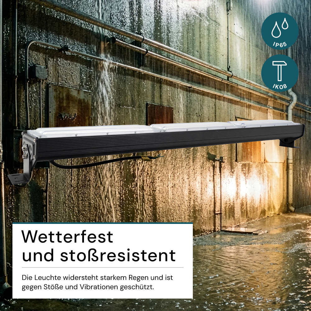 5er Pack LED-Hallenleuchte, linear, 150 W, 18000 lm, 5000 K (neutralweiß), IP65, EPISTAR LED, schwarz