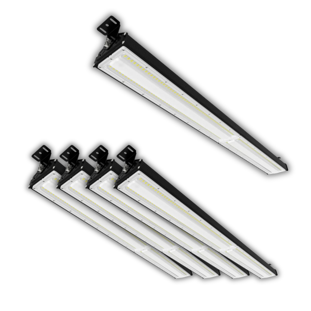 5er Pack LED-Hallenleuchte, linear, 200 W, 24000 lm, 5000 K (neutralweiß), IP65, EPISTAR LED, schwarz.