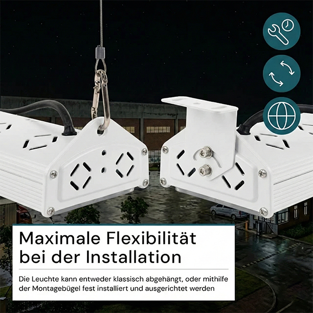 LED-Hallenleuchte, linear, 150 W, 18000 lm, 5000 K (neutralweiß), IP65, EPISTAR LED, weiß