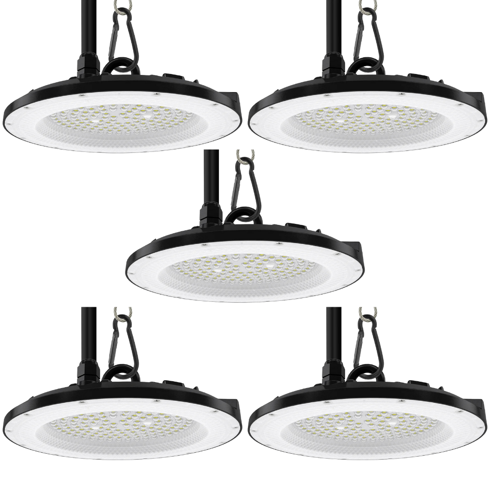 5er Pack LED-HighBay, UFO, 150 W, 15000 lm, 5000 K (neutralweiß), IP65, EPISTAR.