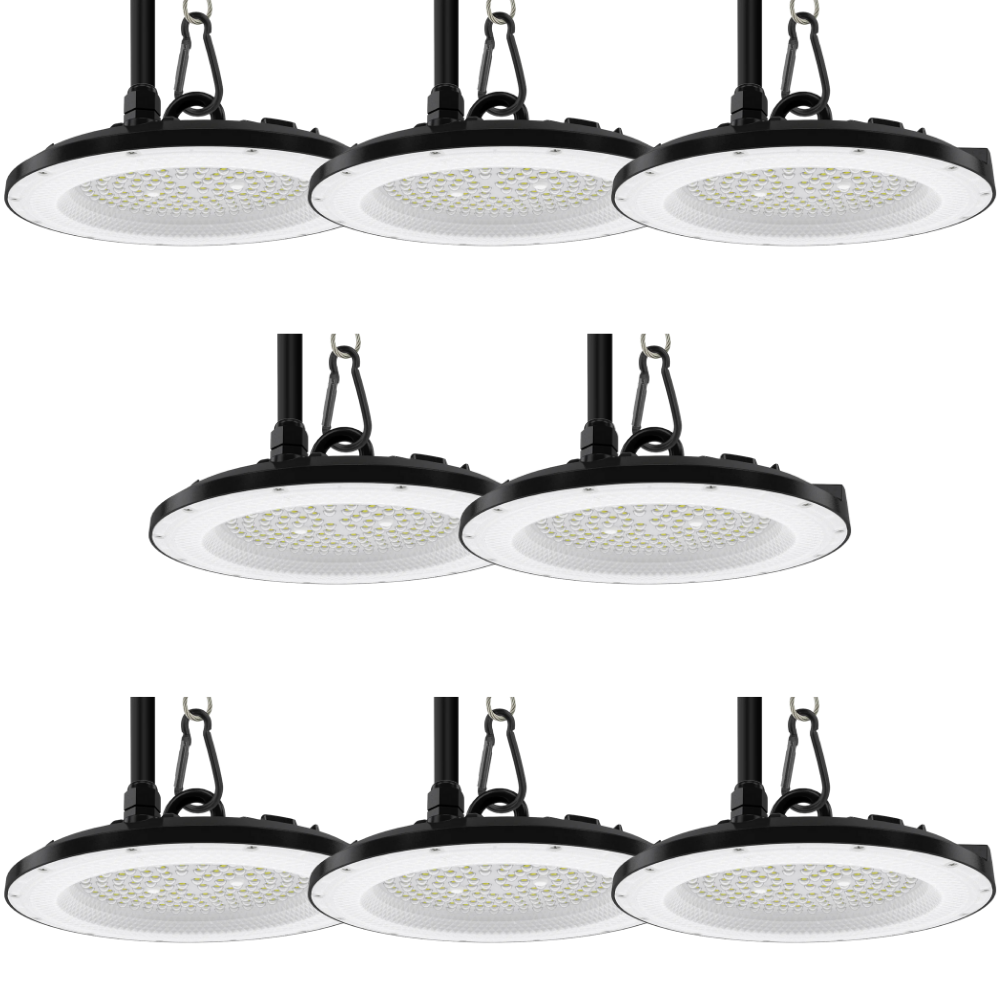 8er Pack LED-HighBay, UFO, 200 W, 20000 lm, 5000 K (neutralweiß), IP65, EPISTAR.