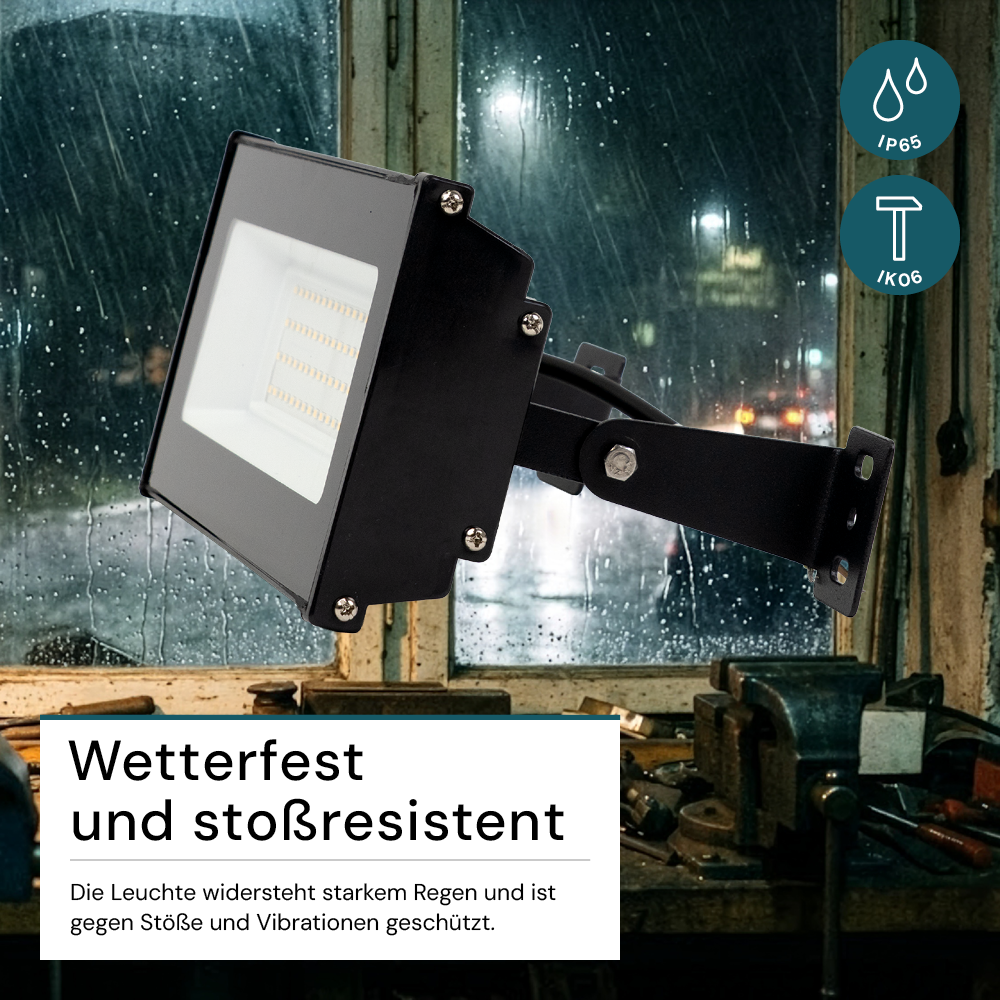 4er Pack LED-Hallenleuchte, linear, 50 W, 5000 lm, 4000 K (neutralweiß), IP65, schwarz