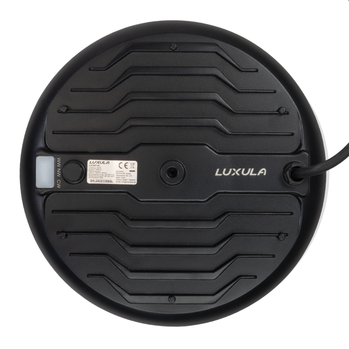 LED-HighBay, UFO, schwarz, 100 W, 10000 lm, 3CCT 3000-6500 K (warm-, neutral-, kaltweiß), IP65.