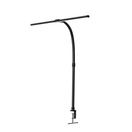LED-Schreibtischlampe, Doppelkopf, in Schwarz, dimmbar, 5 Farbtemperaturstufen, 24 W, 800 lm, klemm- und verstellbare Monitorlampe.