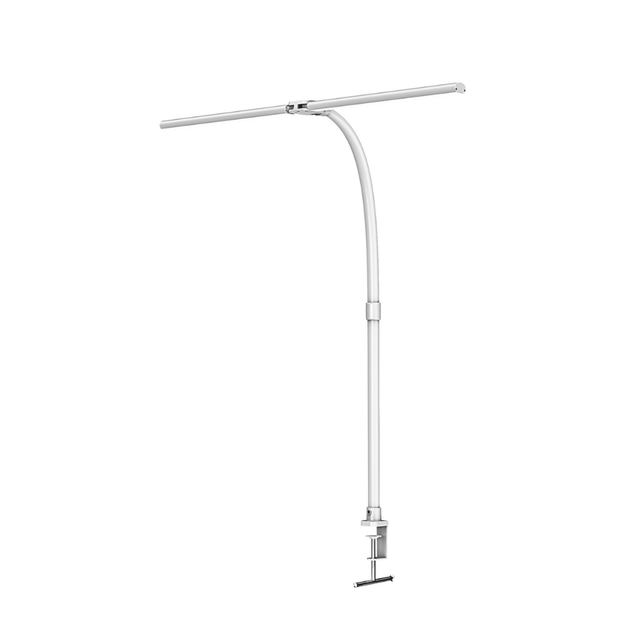 LED-Schreibtischlampe, Doppelkopf, in Weiß, dimmbar, 5 Farbtemperaturstufen, 24 W, 800 lm, klemm- und verstellbare Monitorlampe.
