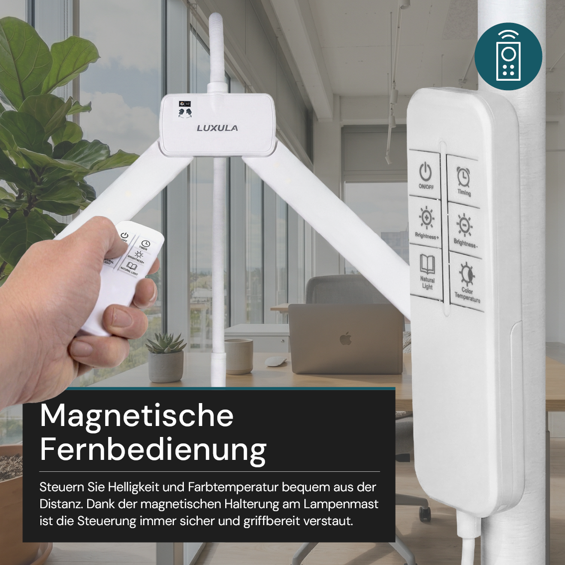 LED-Stehlampe- und Schreibtischlampe, Doppelkopf, in Weiß, dimmbar, 5 Farbtemperaturstufen, 18 W, 1100 lm, voll verstellbare Monitor-/Tischlampe mit kontaktlosem Ein-/Ausschalt-Sensor