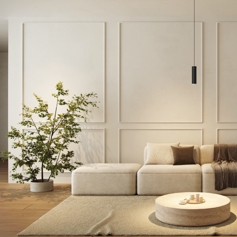 LED-Pendelleuchte, schwarz/gold, aus Aluminium, 1-flammig, GU10-Fassung, IP20.