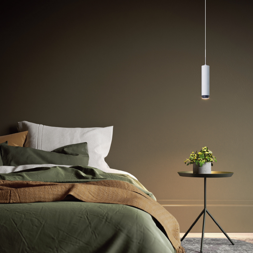 LED-Pendelleuchte, weiß/schwarz, aus Aluminium, 1-flammig, GU10-Fassung, IP20.