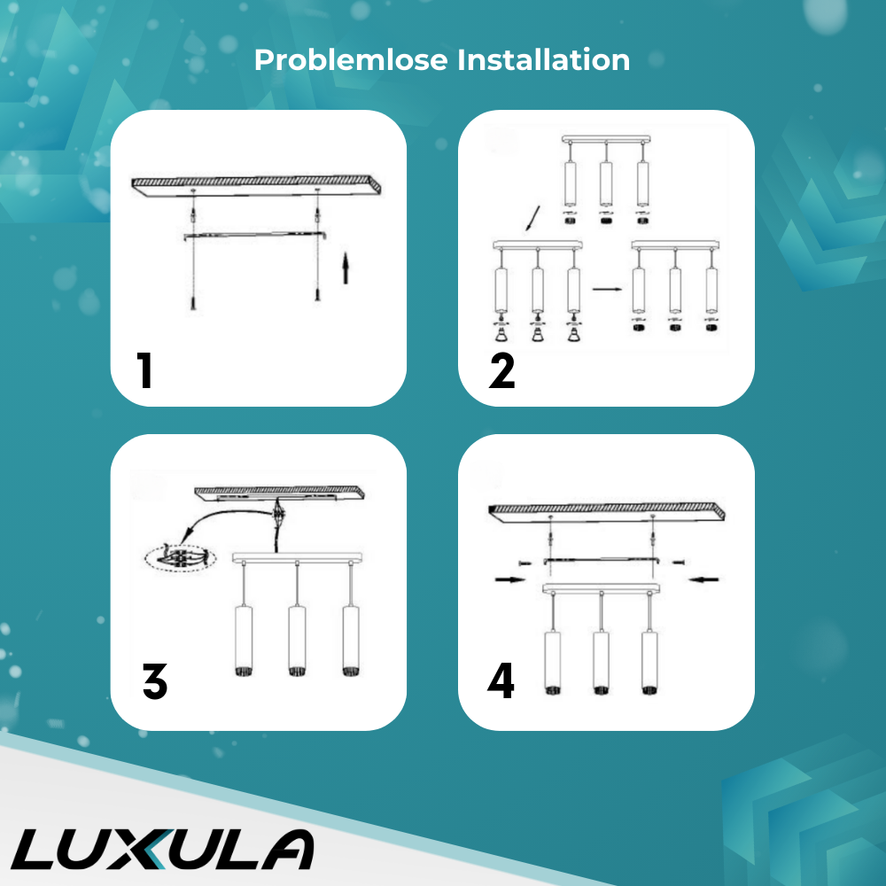 LED-Pendelleuchte, weiß/schwarz, aus Aluminium, 3-flammig, GU10-Fassung, IP20.